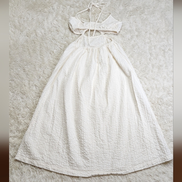 Madewell White Cotton Cutout Bandeau Halter Midi Beach Sundress, Size Small - Picture 9 of 16